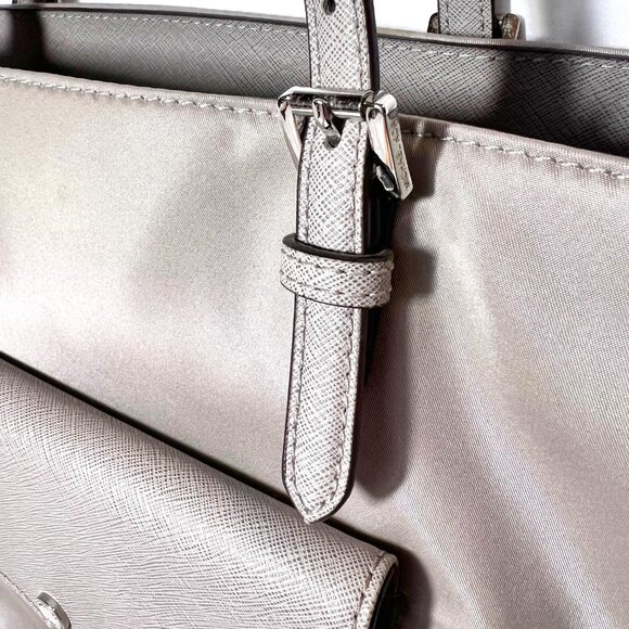 Michael Kors Jet Set Nylon Large Tote/Satchel/Shoulder Purse-Light Gray-Adjust - Picture 7 of 16